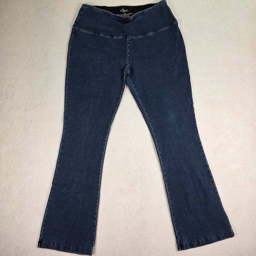 Lyssé Blue Denim Leggings‎ XL High Waist Bootcut Flare Stretch Pants Jeggings